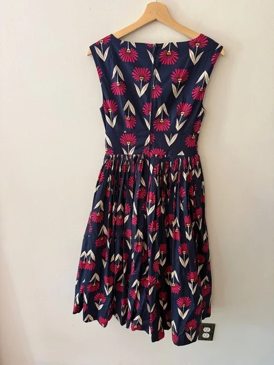 Modcloth Navy Midi Dress with Pink and Cream Floral Print - Picture 6 of 10